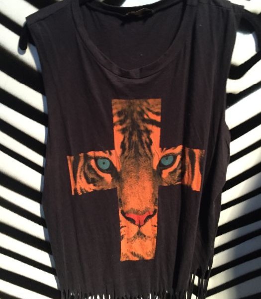 product details: Black Tiger Cross Fringe Tshirts photo