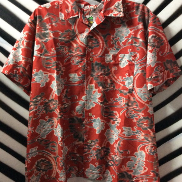 product details: Red W/Grey Floral design Hawaiian Shirt photo