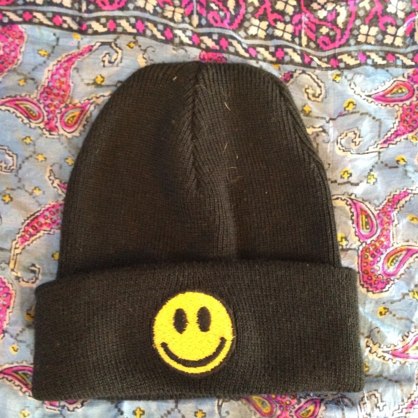 product details: Black Beanie Smiley Face Patch photo