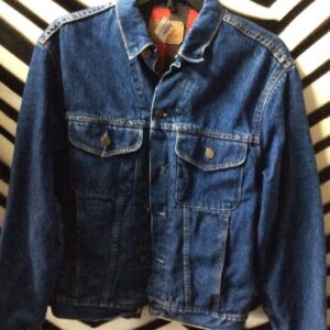 Photo detail:DARK DENIM JACKET BUFFALO PLAID LINING