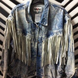 Photo detail:ACID WASH DENIM JACKET W/FRINGE