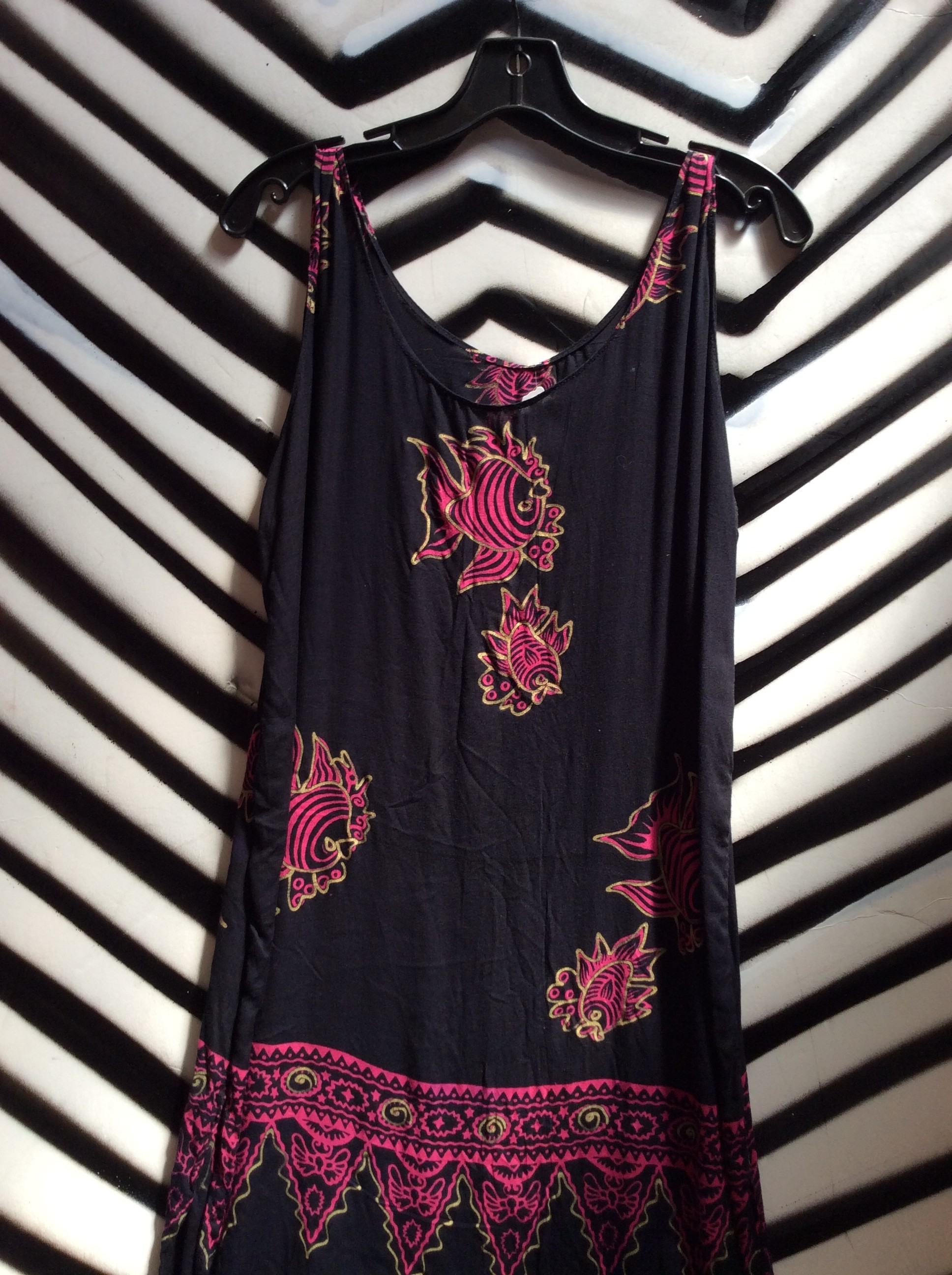 product details: Pink & Gold Fish Print Beach Dress photo