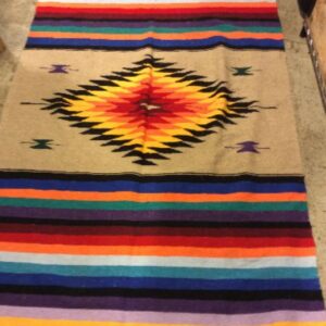 Photo detail:RAINBOW MULTI-STRIPE GEOMETRIC DESIGN MEXICAN BLANKET