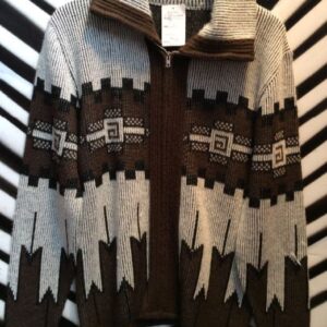 Photo detail:Knitted zipup sweater W/AZTEC DESIGN