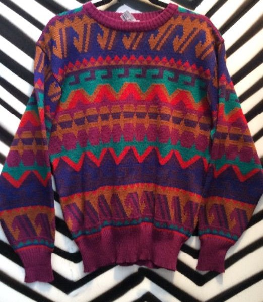 product details: AZTEC PATTERN KNIT PULLOVER SWEATER photo