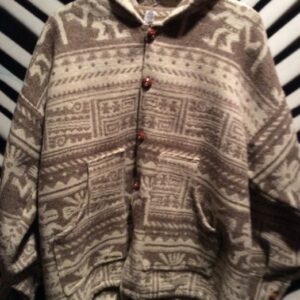 Photo detail:ETHNIC PATTERN WOOL JACKET W/ HOOD