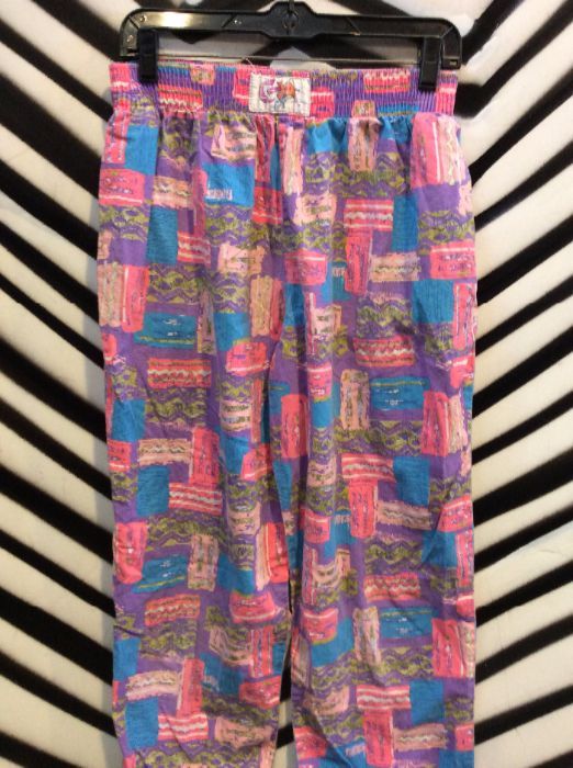 Deadstock Marbled Acid Wash Print Elastic Waist 1980s-90s Workout Pants Nwt  Nos