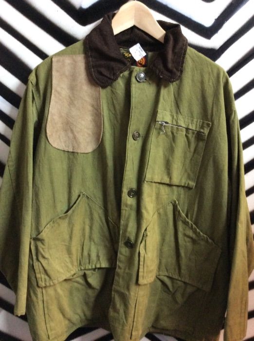 product details: VINTAGE SHOOTING JACKET corduroy COLLAR, SUEDE PATCH photo