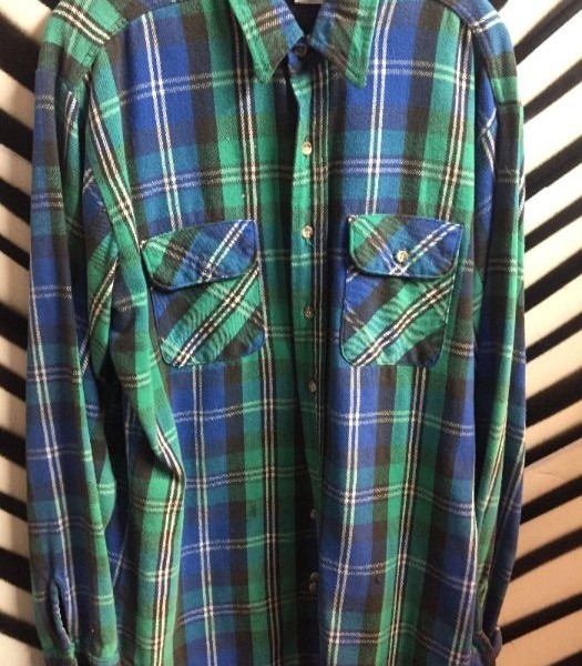product details: Blue and Teal FLANNEL SHIRT PLAID photo