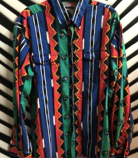 product details: Wranglers NEON AZTEC DESIGN PRINTED WESTERN SHIRT photo