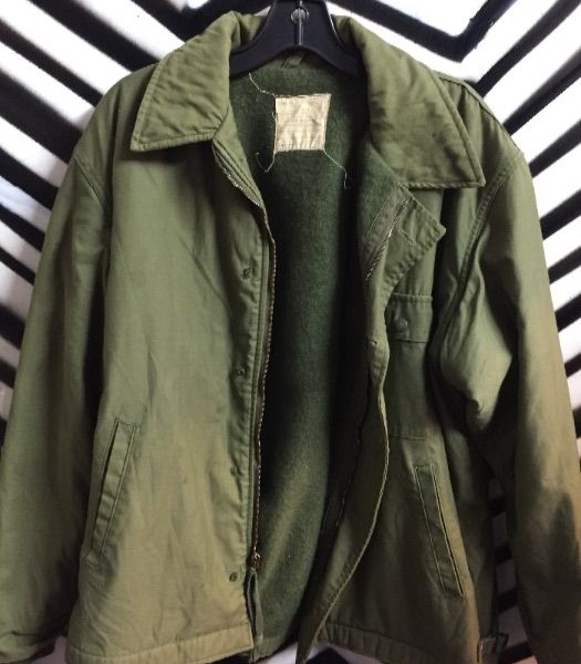 product details: FLEECE LINED MILITARY JACKET ZIPUP *missing buttons photo