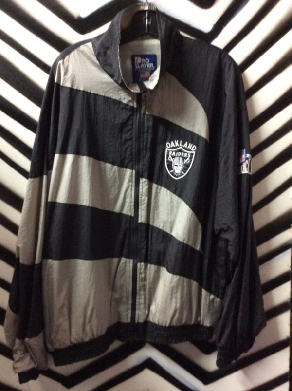product details: Raiders Black/Grey Striped Sports Jacket photo