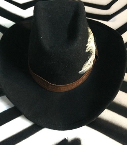 product details: WOOL COWBOY HAT W/ FEATHER MEMORY WIRE photo