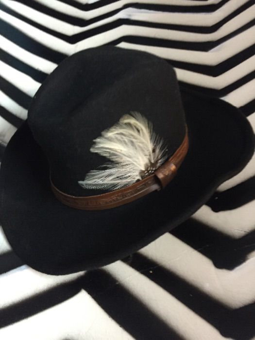 WOOL COWBOY HAT W/ FEATHER MEMORY WIRE 3
