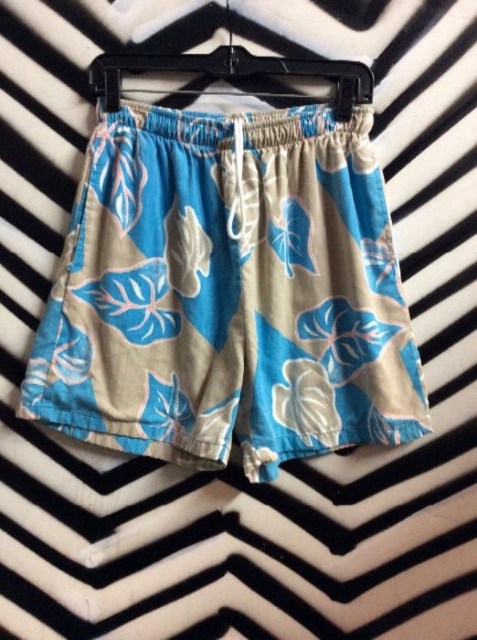 Hawaiian Leaf Design Swim Trunk Shorts | Boardwalk Vintage
