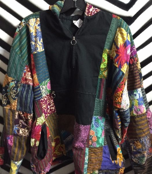 product details: ETHNIC PATCHWORK PULLOVER HOODED JACKET photo
