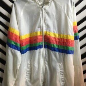 Photo detail:RETRO HOODED WINDBREAKER W/RAINBOW STRIPES