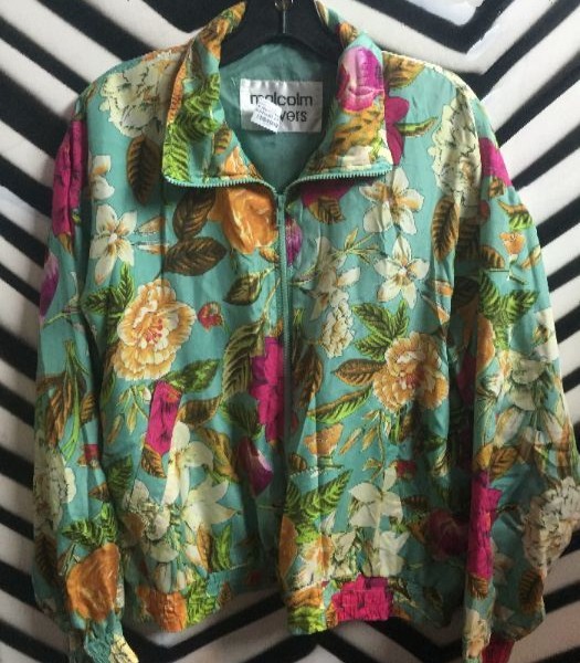 product details: SILK TROPICAL FLORAL PRINT WINDBREAKER photo