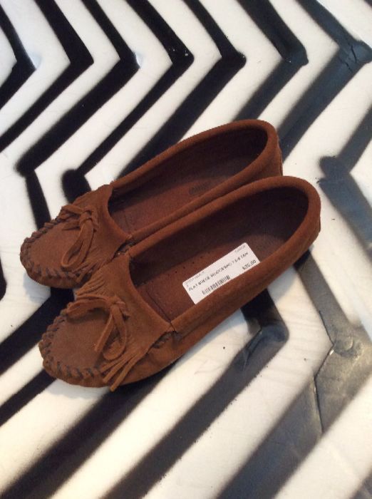 product details: TAN SUEDE MOCCASINS SIZE 7.5 - 8 photo
