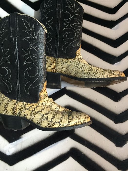 2-tone Cowboy Boots – Genuine Snake Skin W/leather Uppers | Boardwalk ...