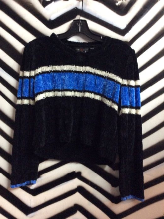 1990S CROPPED CHUNKY PULLOVER SWEATER RETRO STRIPES 1