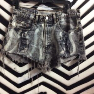 Photo detail:DENIM CUT-OFF SHORTS W/ACID WASH STRIPES