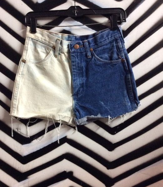 product details: WRANGLER DENIM CUT-OFF SHORTS – TWO-TONED/BLEACHED photo