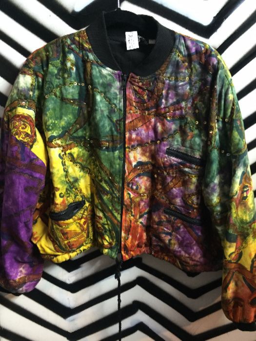 CROPPED TIEDYE & SEQUIN BOMBER JACKET 1