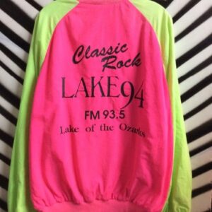 Photo detail:CLASSIC ROCK LAKE 94 BASEBALL JACKET - 2 TONE NEON