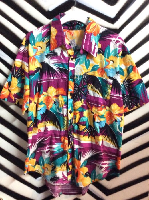 Hawaiian Shirt – Cotton W/floral Design | Boardwalk Vintage