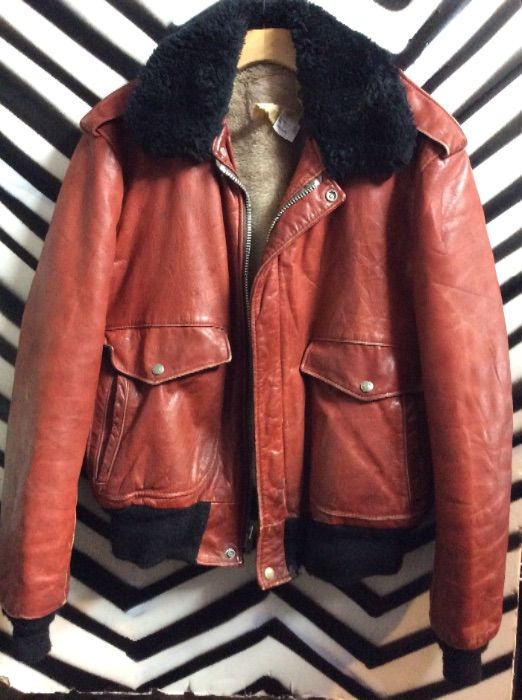 LEATHER BOMBER flight JACKET FULLY LINED as-is 1