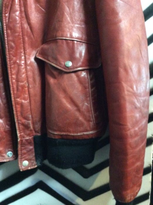 LEATHER BOMBER flight JACKET FULLY LINED as-is 3