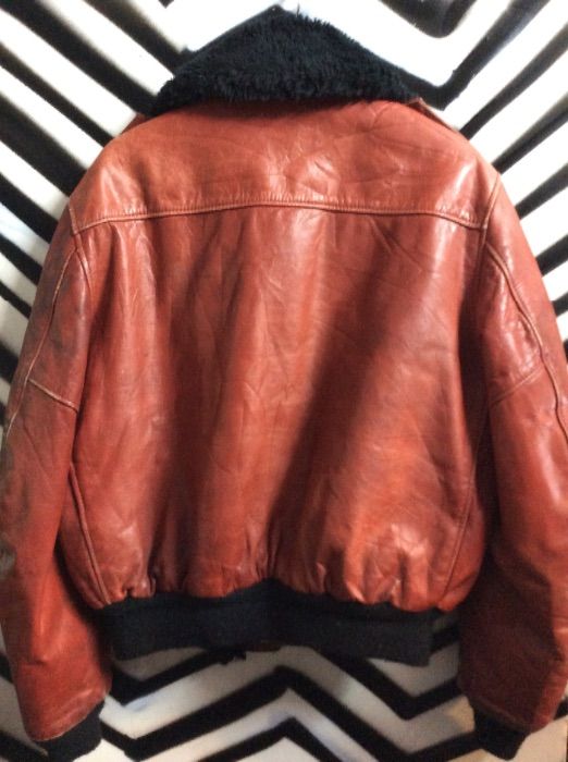 LEATHER BOMBER flight JACKET FULLY LINED as-is 4
