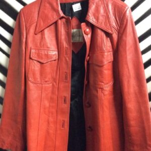 Photo detail:RETRO SOFT RED LEATHER JACKET - BLAZER STYLE