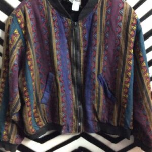 Photo detail:BOMBER JACKET - CROPPED - AZTEC TEXTILE DESIGN