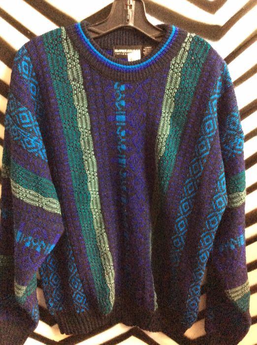 1990S PULLOVER COSBY SWEATER AZTEC PATTERN 1