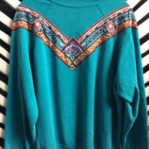 Photo detail:PULLOVER SWEATSHIRT W/AZTEC DESIGN APPLIQUE