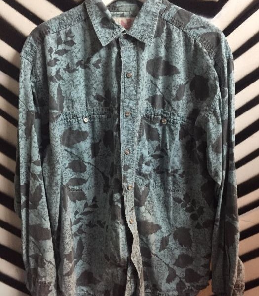 product details: SHIRT - W/LEAF PRINT DESIGN - WASHED OUT photo