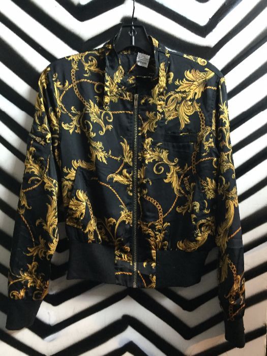 product details: 1980S BOMBER JACKET W/BAROQUE PRINT - SMALL FIT photo
