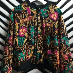 Photo detail:1980S BOMBER JACKET - PUFFY COTTON W/BAROQUE PRINT DESIGN