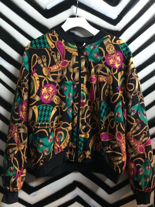 1980S BAROQUE PRINT BOMBER JACKET PUFFY COTTON 1