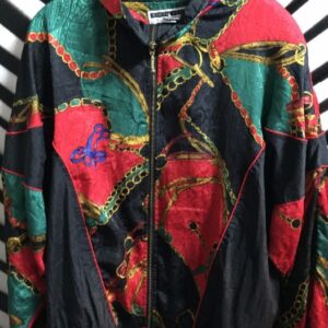 Photo detail:BOMBER JACKET - GUCCI STYLE W/BAROQUE RED/GREEN CHAIN DESIGN