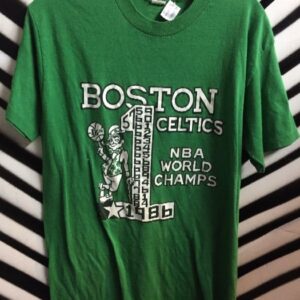 Photo detail:BOSTON CELTICS T-SHIRT - NBA WORLD CHAMPS 1986