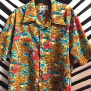 Photo detail:SS BD HAWAIIAN SHIRT PALM TREES FLORAL RED