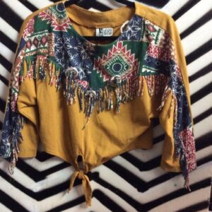 Photo detail:WESTERN CROPPED TOP W/CONCHOS - NATIVE PRINT DESIGN