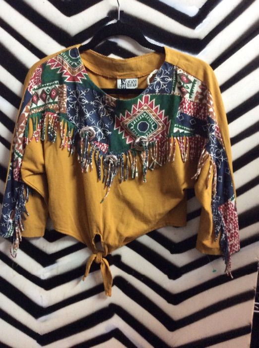 CROPPED WESTERN TOP CONCHO NATIVE PRINT 1