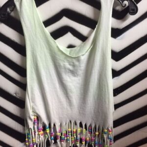 Photo detail:TANK TOP - TIE-DYE W/FRINGE & BEADS