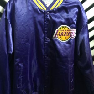 Photo detail:LAKERS SATIN BASEBALL STYLE JACKET  W/LETTERING ON BACK