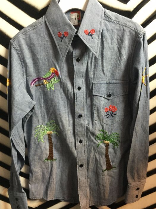 1970S LS BD FULLY EMBROIDERED CHAMBRAY SHIRT 1