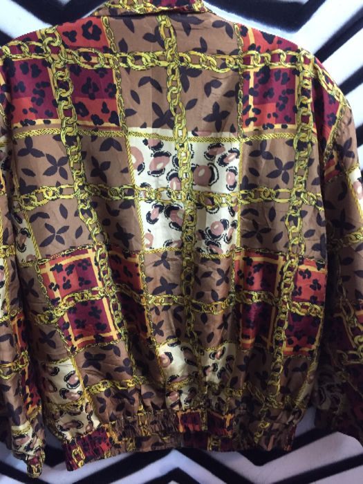SILK LEOPARD CHAIN LV STYLE PRINTED BOMBER JACKET 2